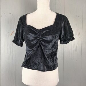 Hot Topic Medium Black Velvet Whimsigoth Babydoll‎ Top Coquette Goth Witchy